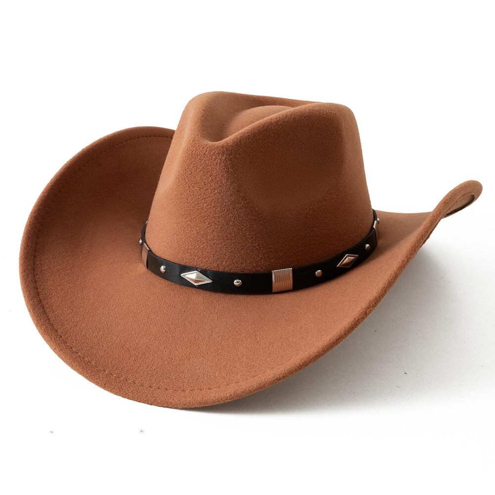 6752 Classic Felt Wide Brim Western Cowboy Cowgirl Hat with Belt